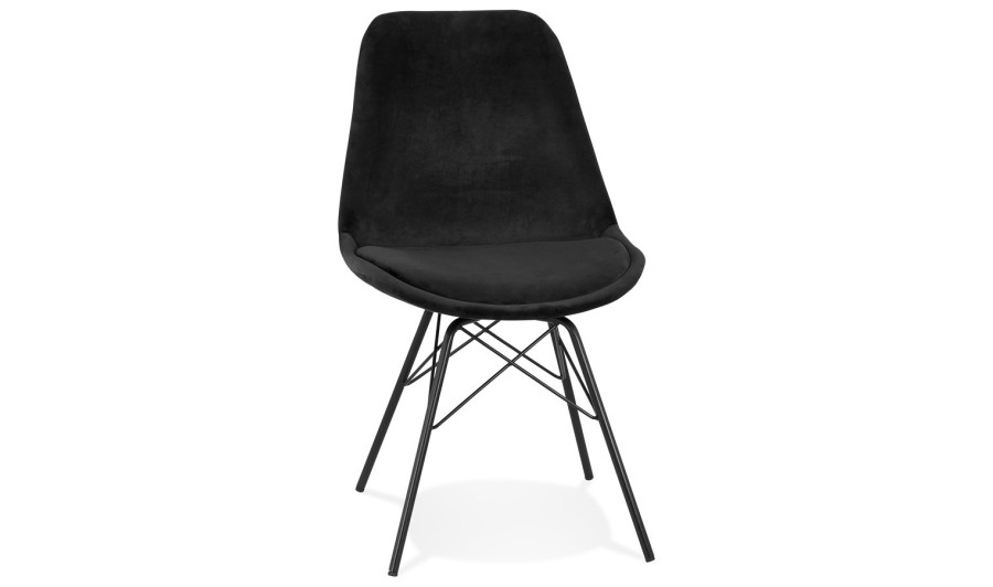 CH03900BLBL 5404028302125 Chaise design ZAZY en velours noir et pieds en métal noir CH03900BLBL 5404028302125 Chaise design ZAZY en velours noir et pieds en métal noir