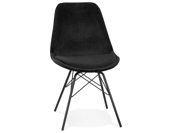 CH03900BLBL 5404028302125 Chaise design ZAZY en velours noir et pieds en métal noir