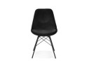 Chaise design ZAZY en velours noir et pieds en métal noir