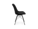 Chaise design ZAZY en velours noir et pieds en métal noir