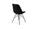 Chaise design ZAZY en velours noir et pieds en métal noir