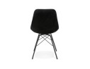 Chaise design ZAZY en velours noir et pieds en métal noir