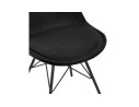 Chaise design ZAZY en velours noir et pieds en métal noir