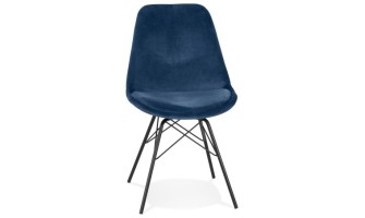 CH03910BUBL 5404028302149 Chaise design ZAZY en velours bleu et pieds en métal noir