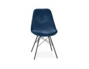 CH03910BUBL 5404028302149 Chaise design ZAZY en velours bleu et pieds en métal noir