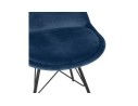 Chaise design ZAZY en velours bleu et pieds en métal noir