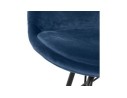 Chaise design ZAZY en velours bleu et pieds en métal noir