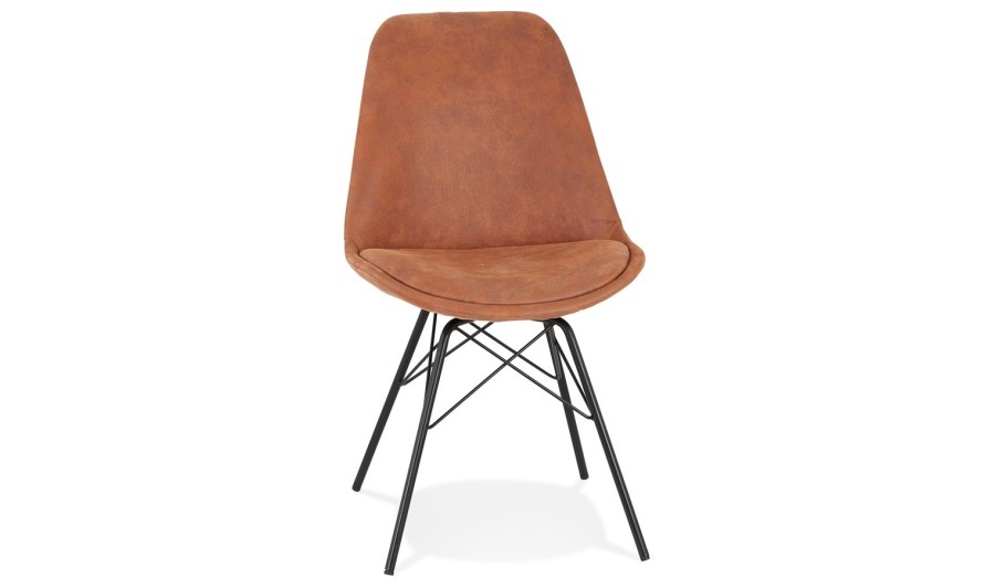 CH03920BRBL 5404028302163 Chaise design ROYAL en microfibre brune et pieds en métal noir CH03920BRBL 5404028302163 Chaise design ROYAL en microfibre brune et pieds en métal noir