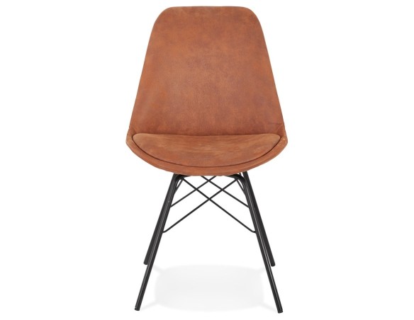 Chaise design ROYAL en microfibre brune et pieds en métal noir