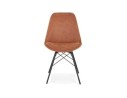 Chaise design ROYAL en microfibre brune et pieds en métal noir