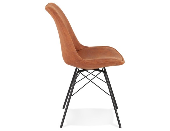 Chaise design ROYAL en microfibre brune et pieds en métal noir