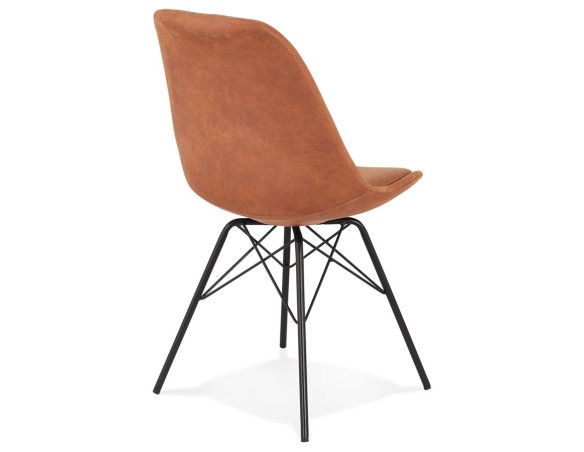Chaise design ROYAL en microfibre brune et pieds en métal noir