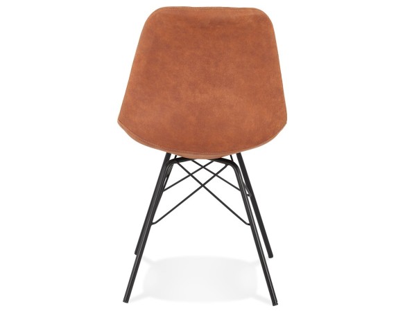 Chaise design ROYAL en microfibre brune et pieds en métal noir