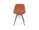Chaise design ROYAL en microfibre brune et pieds en métal noir