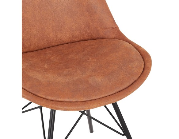 Chaise design ROYAL en microfibre brune et pieds en métal noir