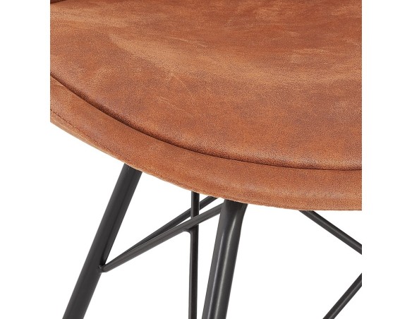 Chaise design ROYAL en microfibre brune et pieds en métal noir