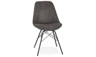 CH03930DGBL 5404028302187 Chaise design ROYAL en microfibre grise et pieds en métal noir