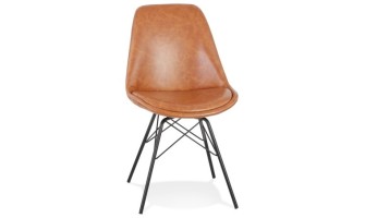 CH03940BRBL 5404028302200 Chaise design BRAVO en matière synthétique brune et pieds en métal noir