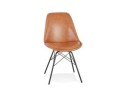 CH03940BRBL 5404028302200 Chaise design BRAVO en matière synthétique brune et pieds en métal noir
