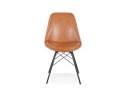 Chaise design BRAVO en matière synthétique brune et pieds en métal noir