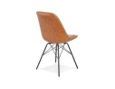 Chaise design BRAVO en matière synthétique brune et pieds en métal noir