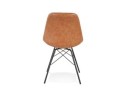 Chaise design BRAVO en matière synthétique brune et pieds en métal noir