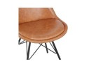 Chaise design BRAVO en matière synthétique brune et pieds en métal noir