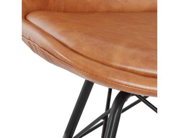 Chaise design BRAVO en matière synthétique brune et pieds en métal noir