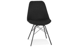 CH03950BLBL 5404028302224 Chaise design INDIA en tissu noir et pieds en métal noir