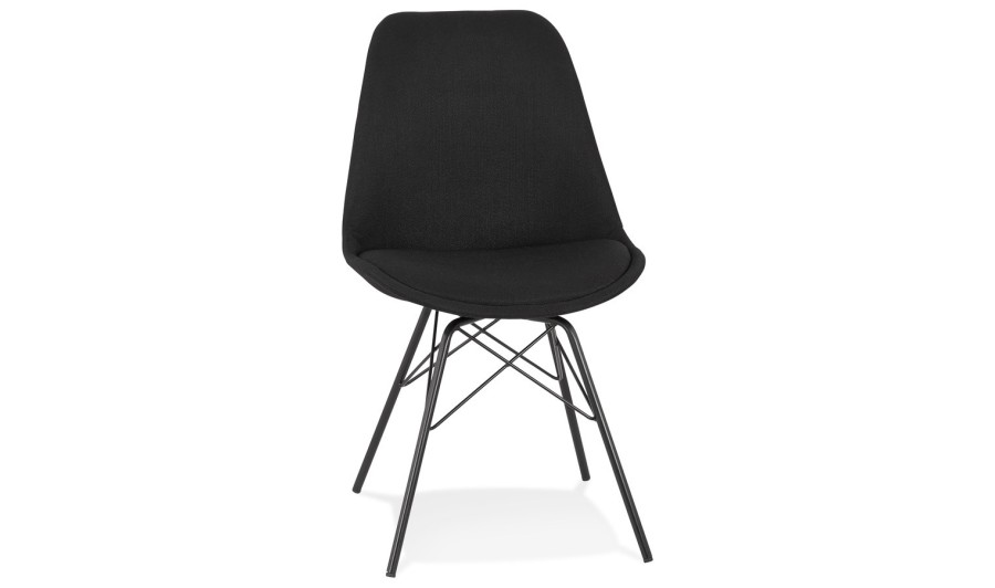 CH03950BLBL 5404028302224 Chaise design INDIA en tissu noir et pieds en métal noir CH03950BLBL 5404028302224 Chaise design INDIA en tissu noir et pieds en métal noir