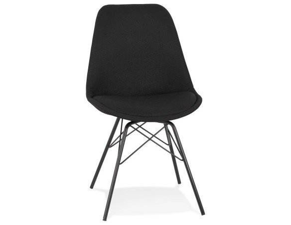 CH03950BLBL 5404028302224 Chaise design INDIA en tissu noir et pieds en métal noir