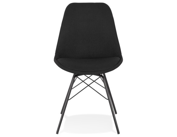 Chaise design INDIA en tissu noir et pieds en métal noir