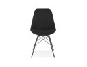 Chaise design INDIA en tissu noir et pieds en métal noir