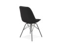 Chaise design INDIA en tissu noir et pieds en métal noir
