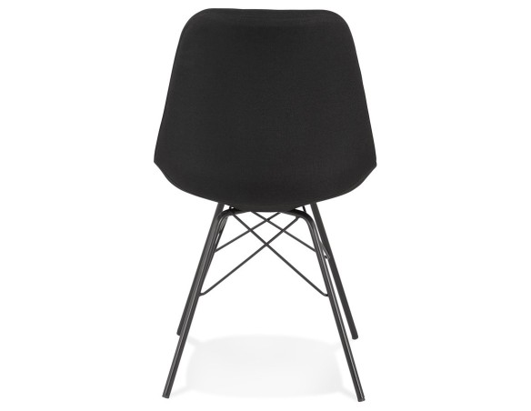 Chaise design INDIA en tissu noir et pieds en métal noir