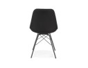 Chaise design INDIA en tissu noir et pieds en métal noir
