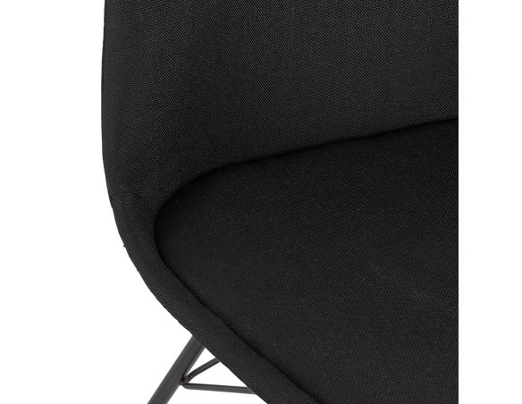 Chaise design INDIA en tissu noir et pieds en métal noir