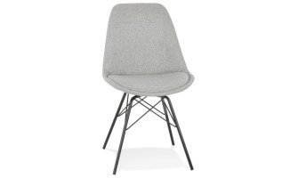 CH03960GRBL 5404028302248 Chaise design INDIA en tissu gris et pieds en métal noir