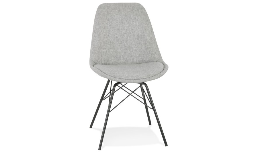 CH03960GRBL 5404028302248 Chaise design INDIA en tissu gris et pieds en métal noir CH03960GRBL 5404028302248 Chaise design INDIA en tissu gris et pieds en métal noir