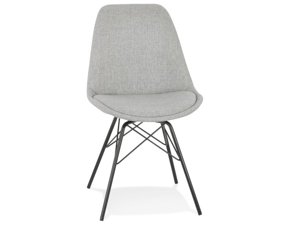 CH03960GRBL 5404028302248 Chaise design INDIA en tissu gris et pieds en métal noir