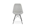 Chaise design INDIA en tissu gris et pieds en métal noir