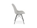 Chaise design INDIA en tissu gris et pieds en métal noir