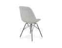 Chaise design INDIA en tissu gris et pieds en métal noir
