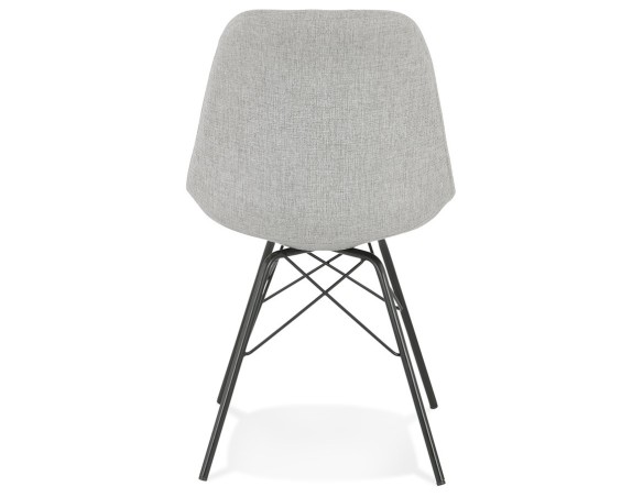 Chaise design INDIA en tissu gris et pieds en métal noir