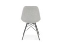 Chaise design INDIA en tissu gris et pieds en métal noir