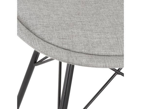 Chaise design INDIA en tissu gris et pieds en métal noir