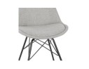 Chaise design INDIA en tissu gris et pieds en métal noir