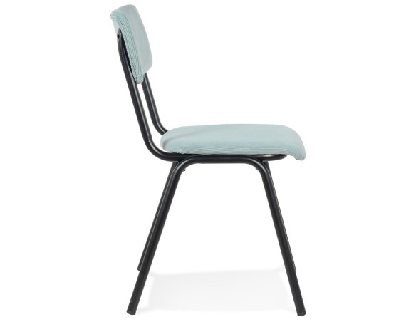 Chaise de cuisine VANINA en tissu côtelé bleu