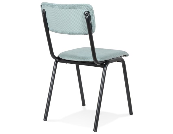 Chaise de cuisine VANINA en tissu côtelé bleu