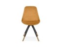 Chaise design HAMILTON en velours moutarde et pieds en bois noir
